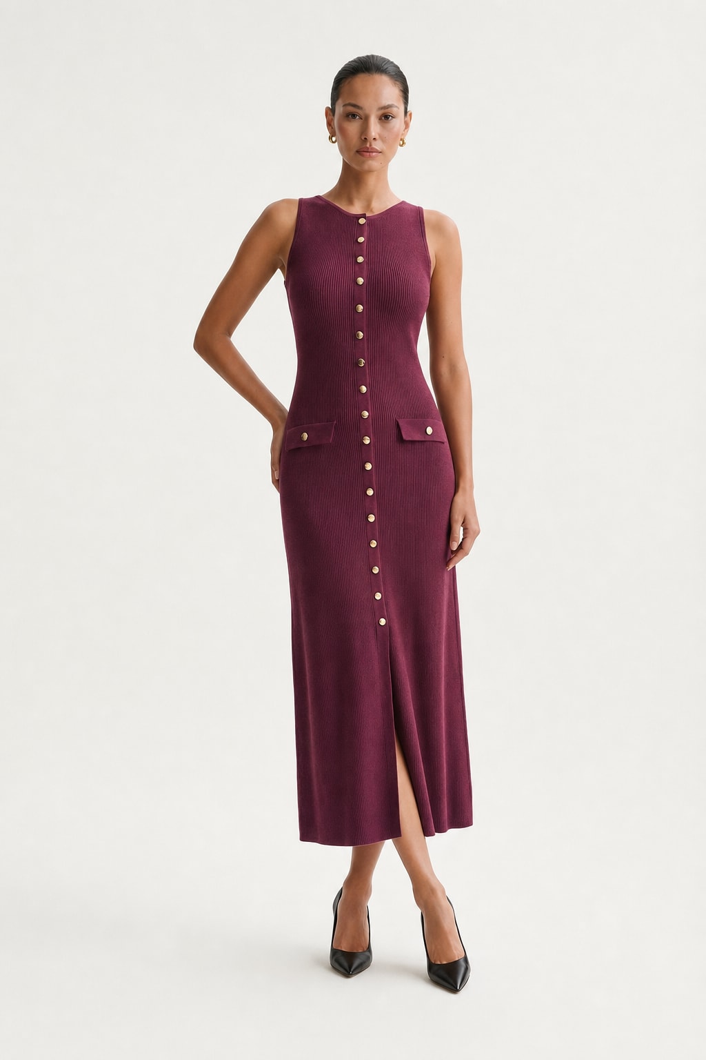 Wool Blend Knit Sweater Dress With Tailored Waist - 2