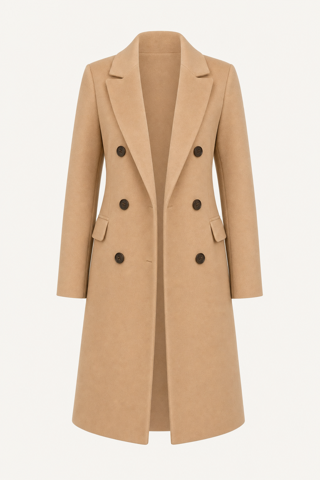 Mid-Length Double-Breasted Coat in Ginger