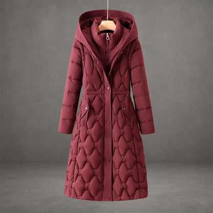 Quilted Longline Puffer Coat With Hood - view 2