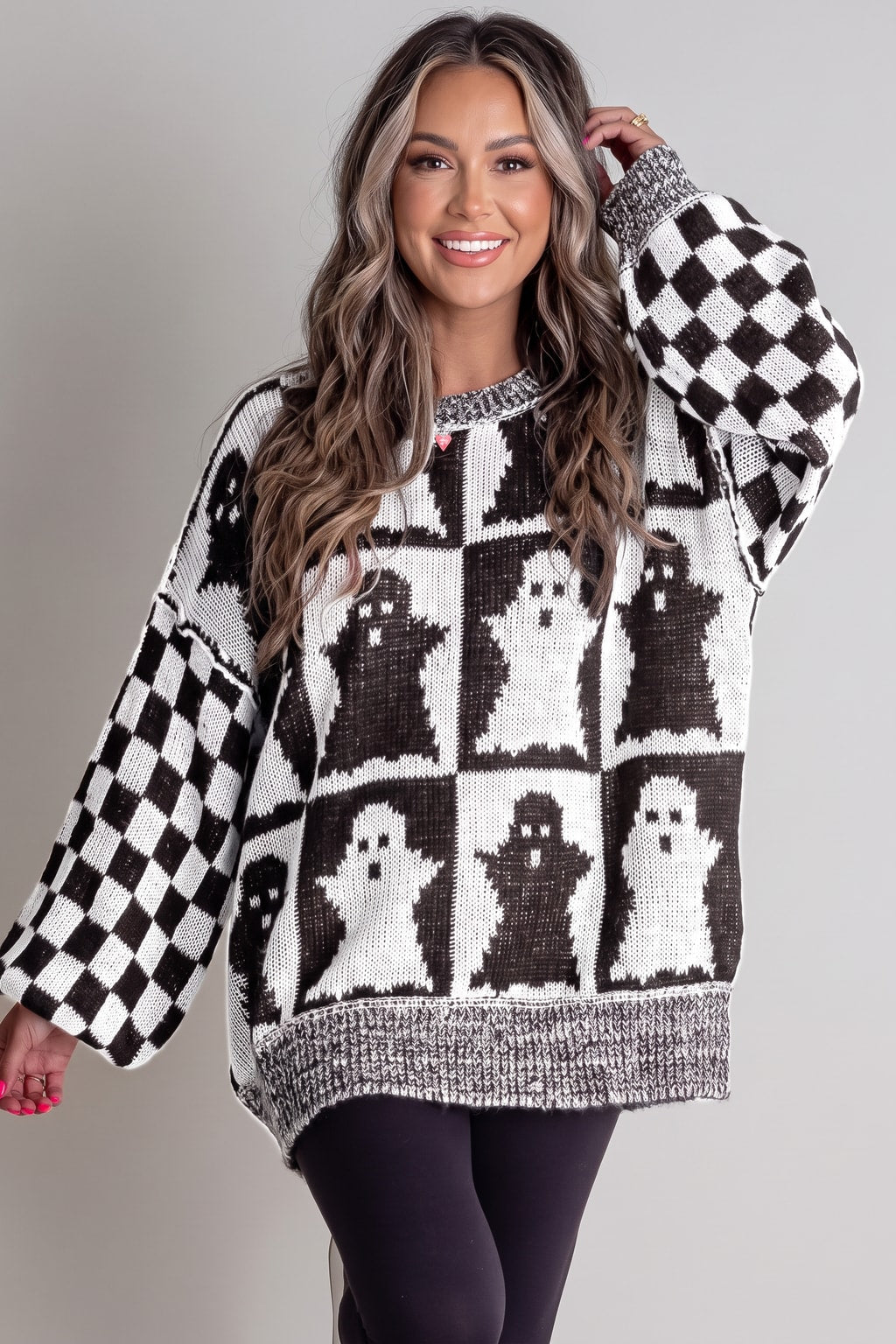 Knitted Polyester Pullover With Lantern Sleeves - 5