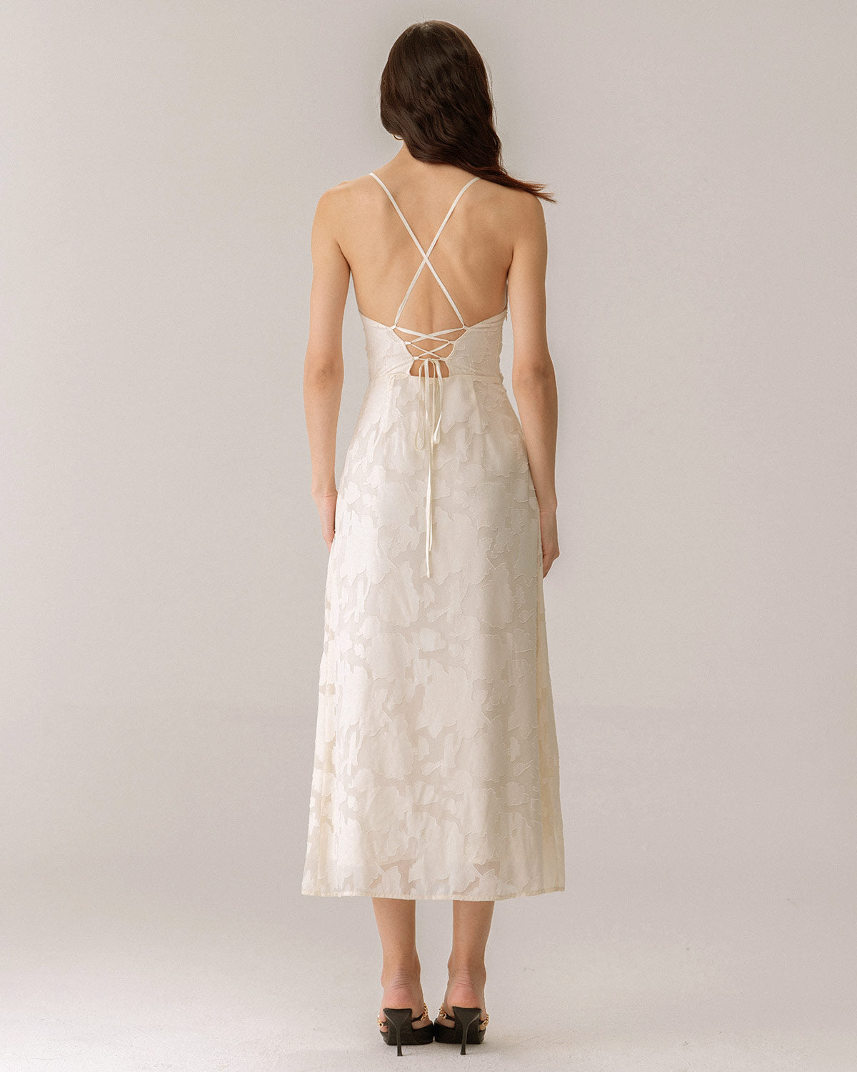 Apricot Jacquard Corset Maxi Dress - view 4