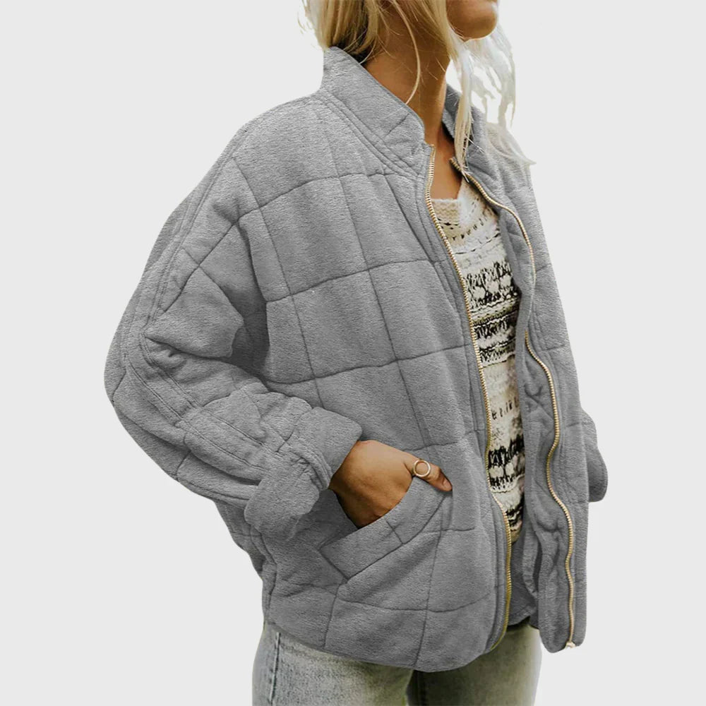 Quilted puffer jacket with high funnel neck - view 5