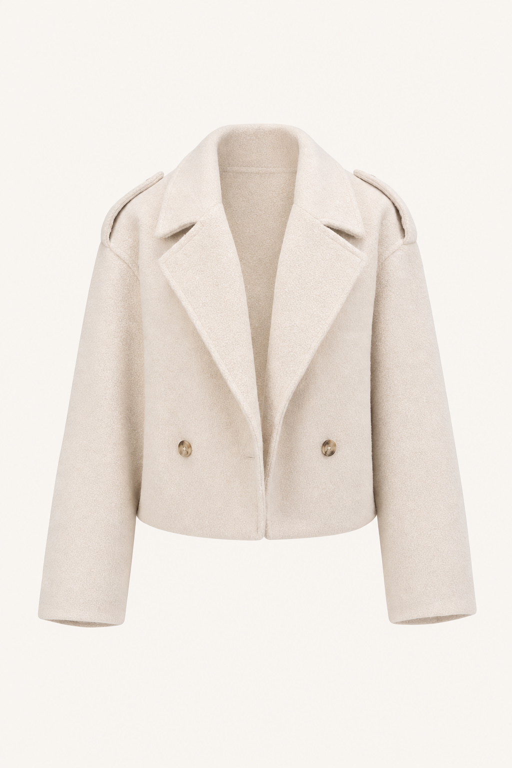 Cropped Coat with Turndown Collar