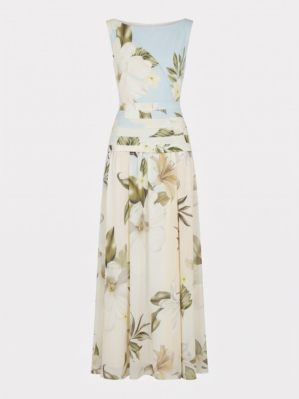 A-Line Maxi Dress With Boat Neck - 1