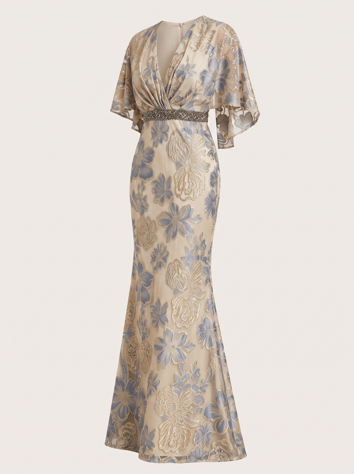 Mermaid Maxi Gown With Embellished Belt