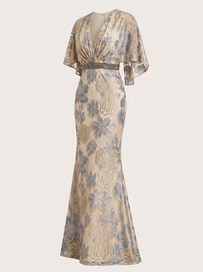Mermaid Maxi Gown With Embellished Belt