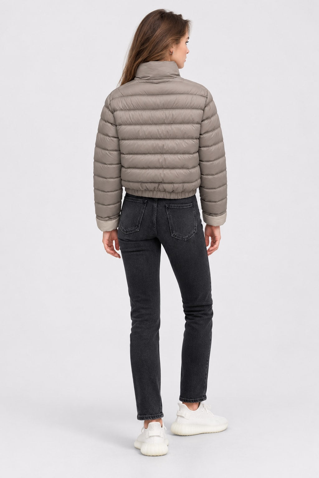 Women Stand Collar Short Parka Winter Padded Jacket - 5