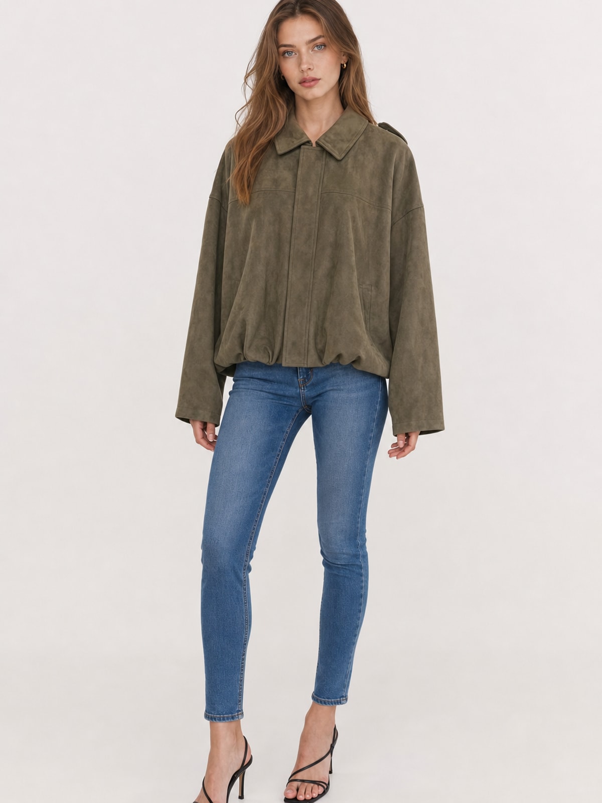 Cozy Faux Suede Oversized Jacket With Pockets - 2