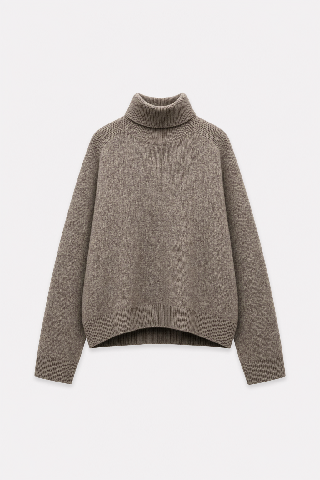 Brown Ribbed Turtleneck Sweater, Cropped
