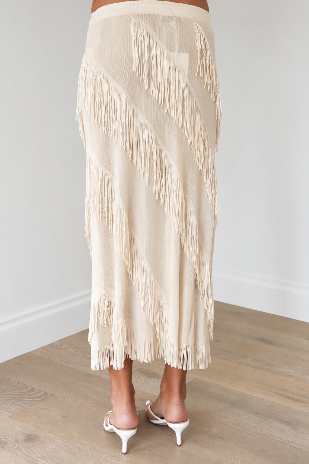 Polyester Midi Skirt With Fringe - 4