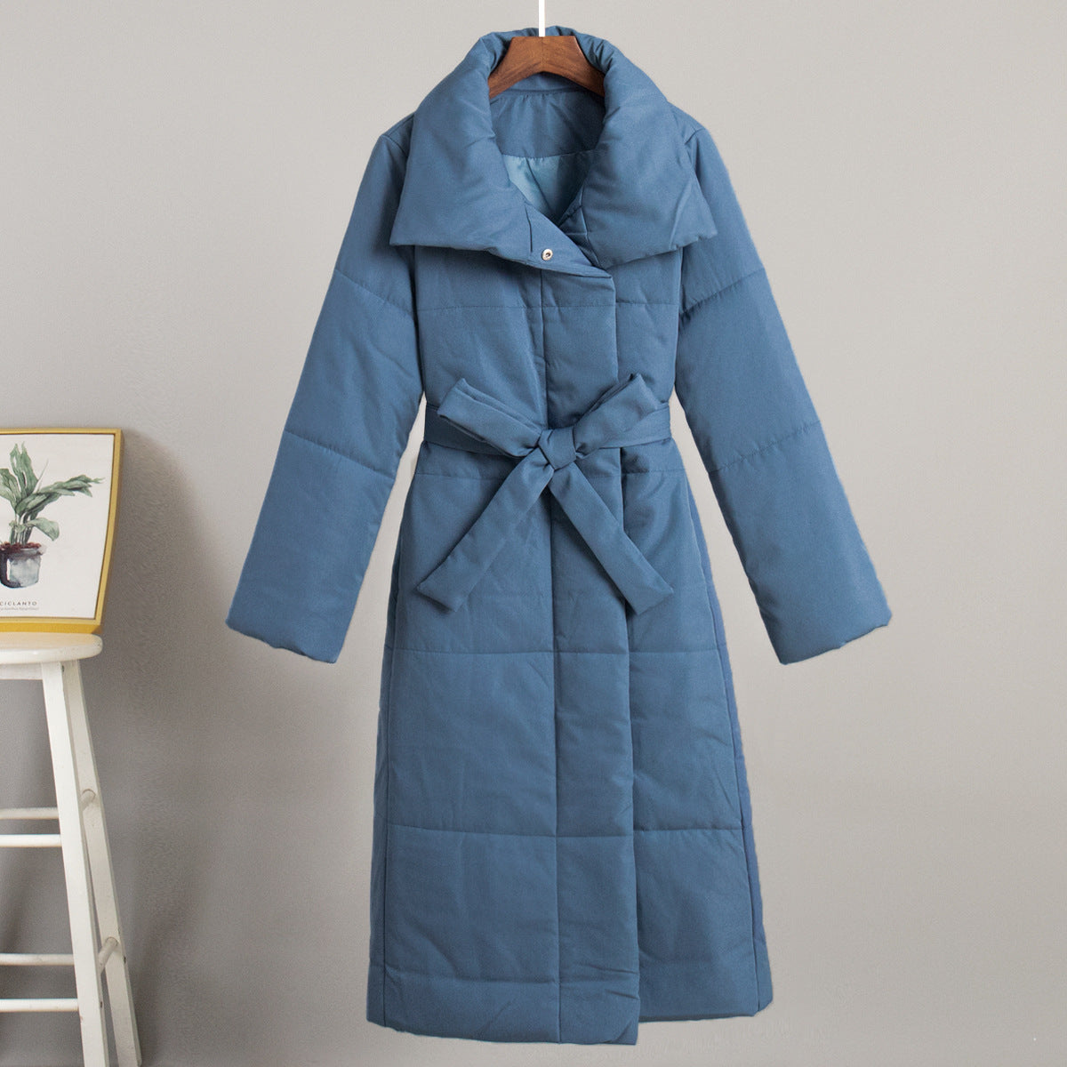 Quilted Cotton Blend Long Belted Coat - view 3