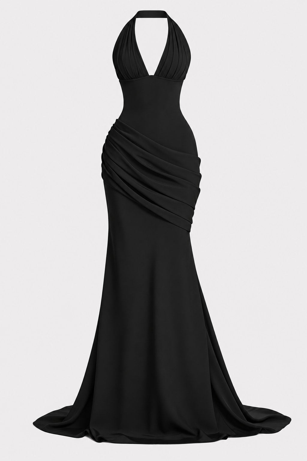 Crepe Maxi Dress Halter V-Neck - 1