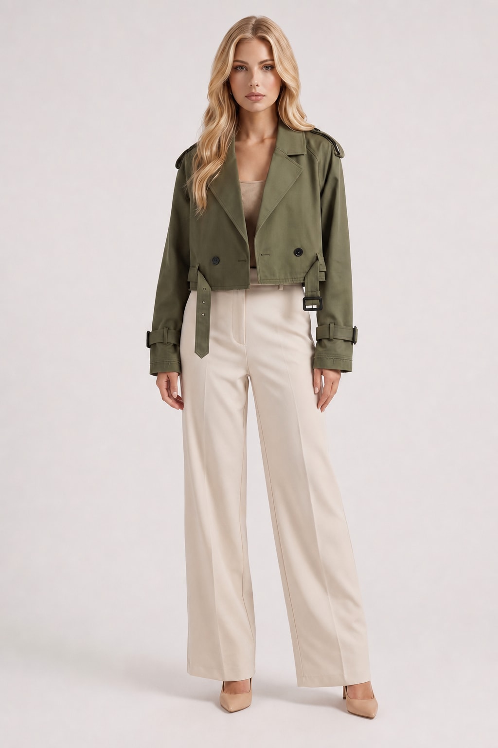 Belted Utility Trench Coat With Epaulette Shoulders - 2