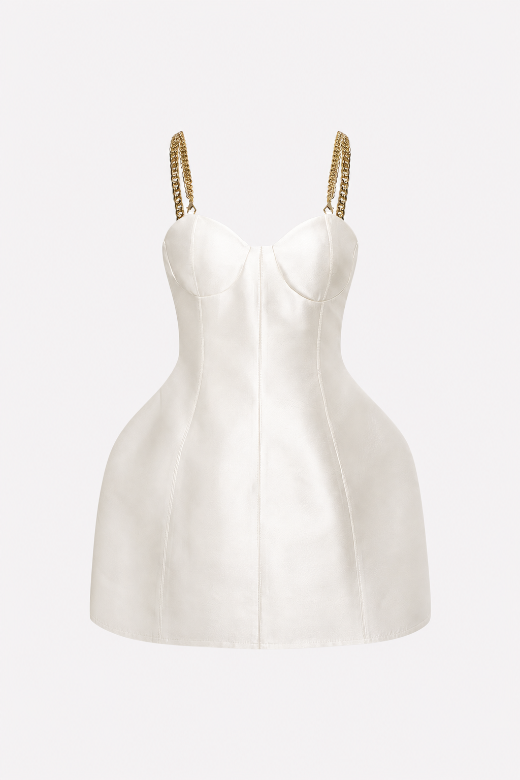Satin mini dress with metallic chain strap