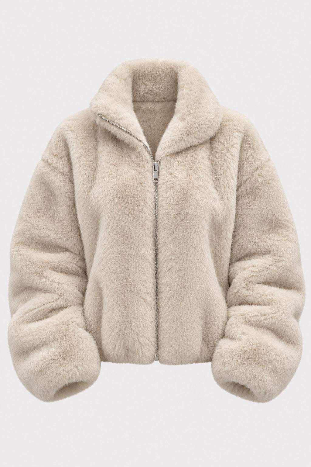 Plush Jacket Cropped Zip-Up - 1