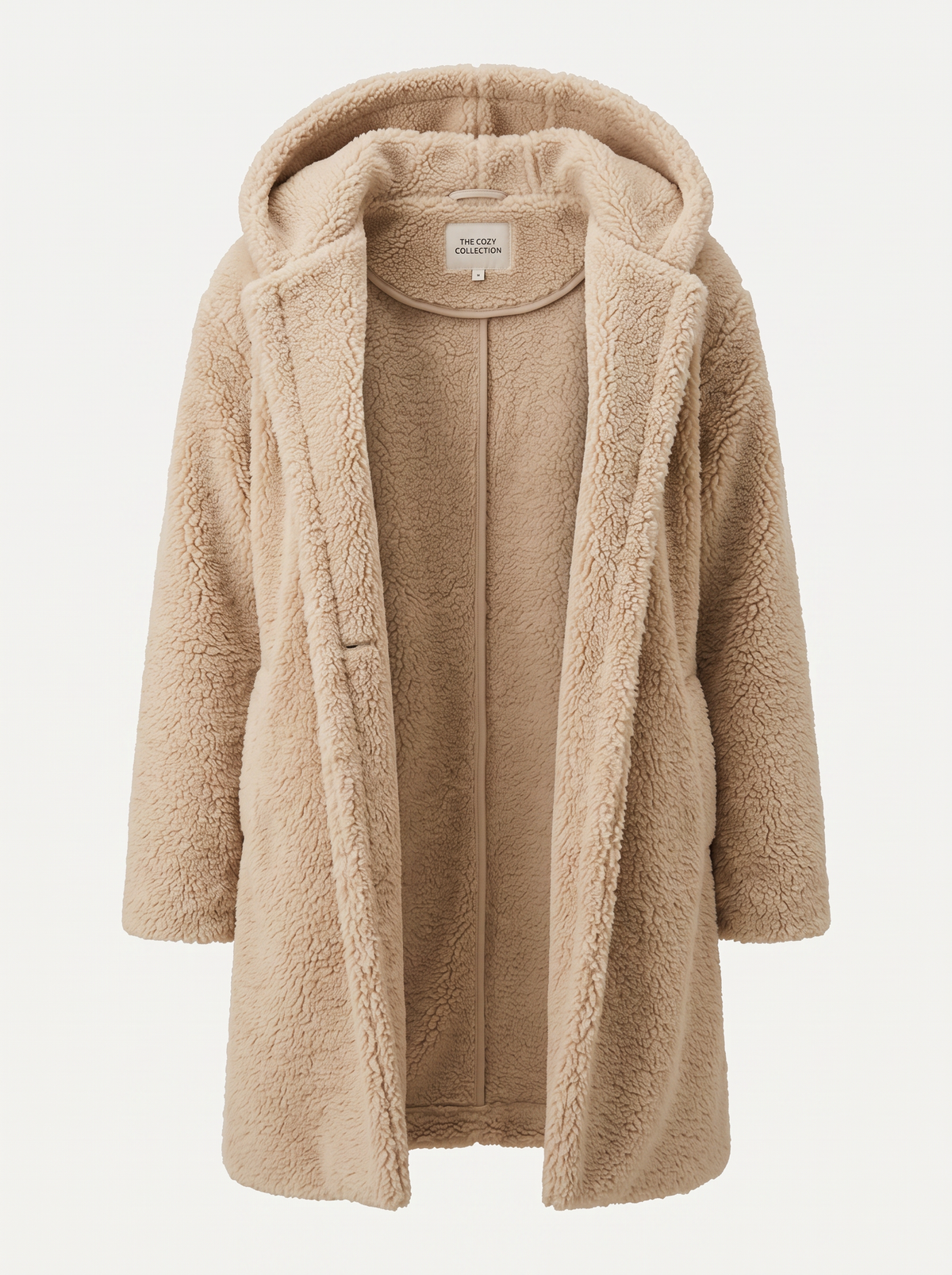 Long wool teddy coat with hood