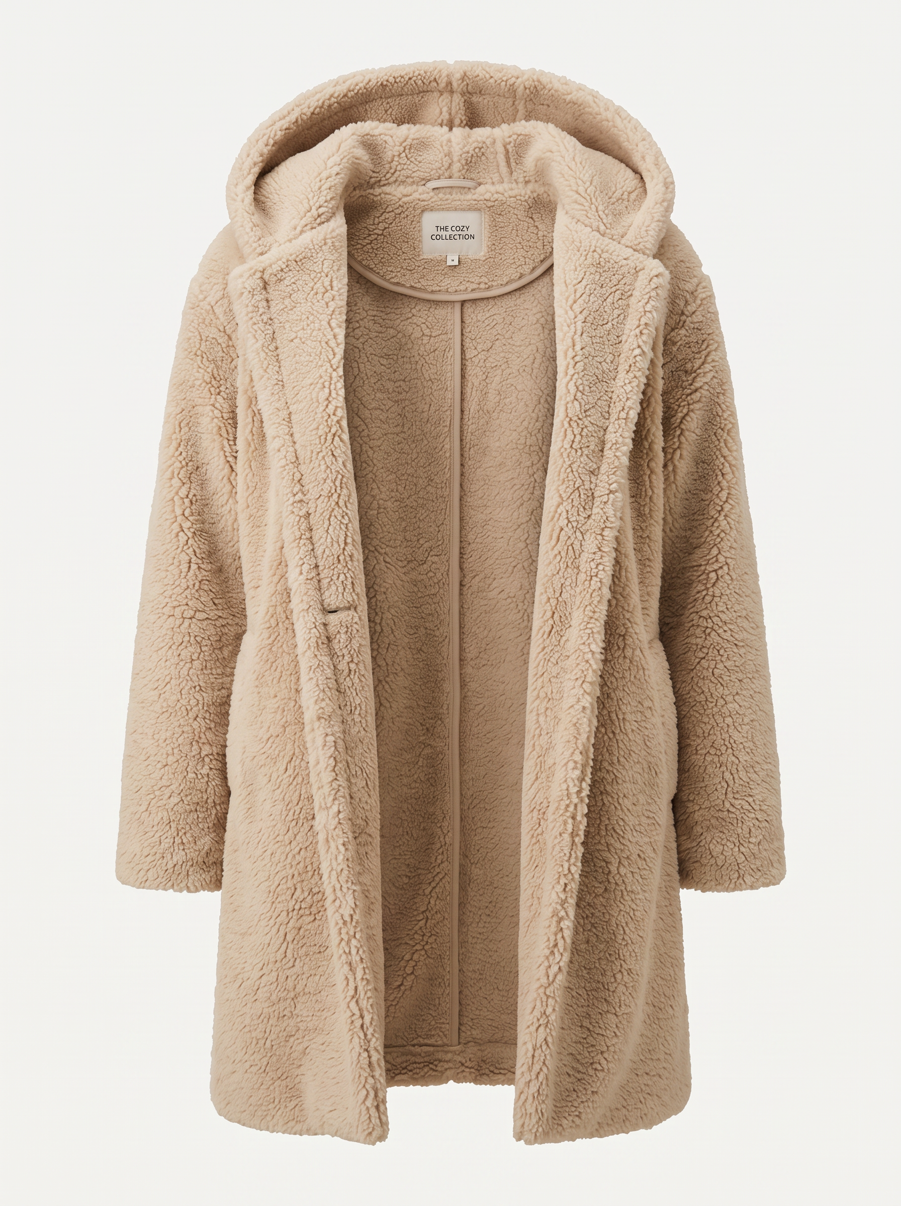 Long wool teddy coat with hood