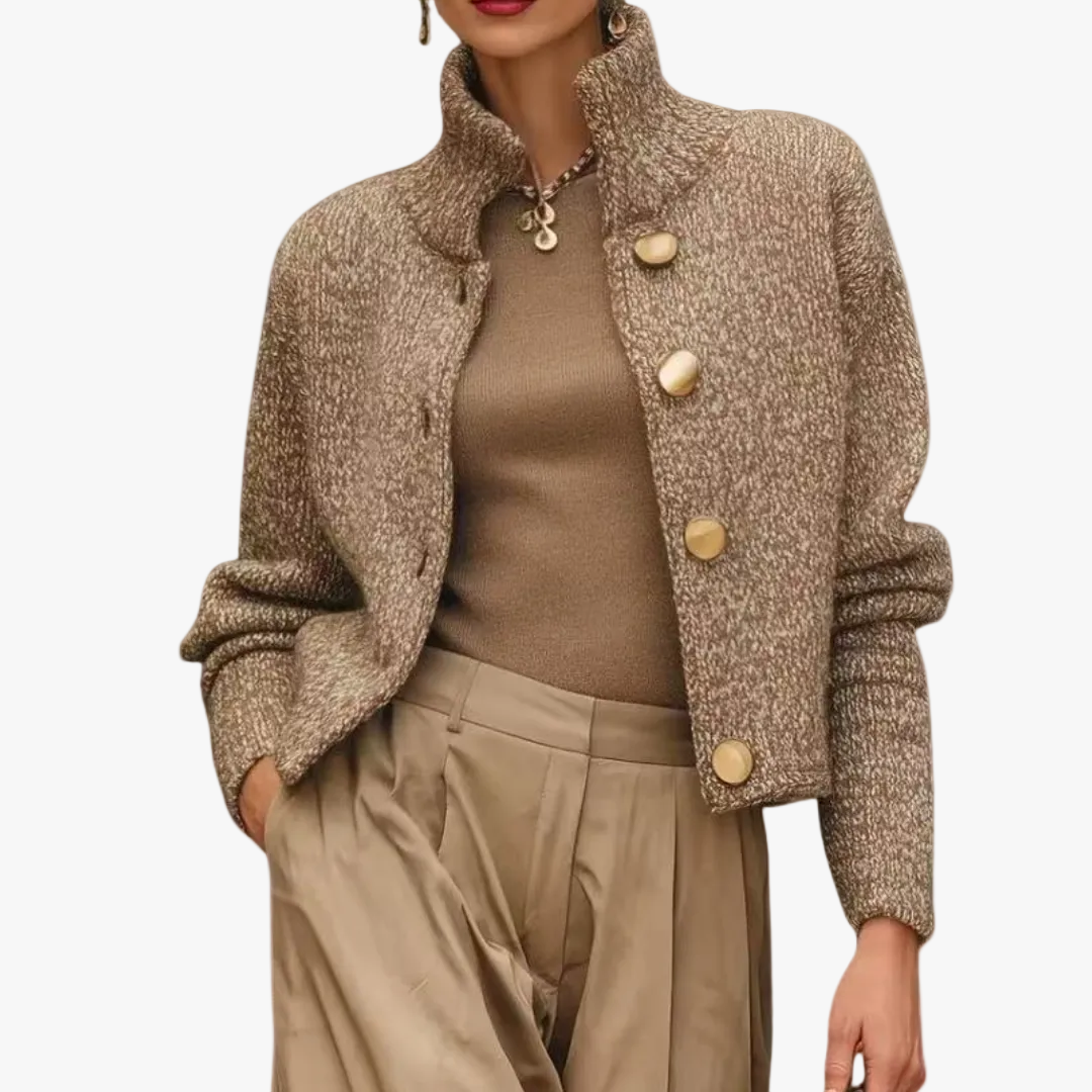 Stand Collar Knit Sweater Jacket - view 6