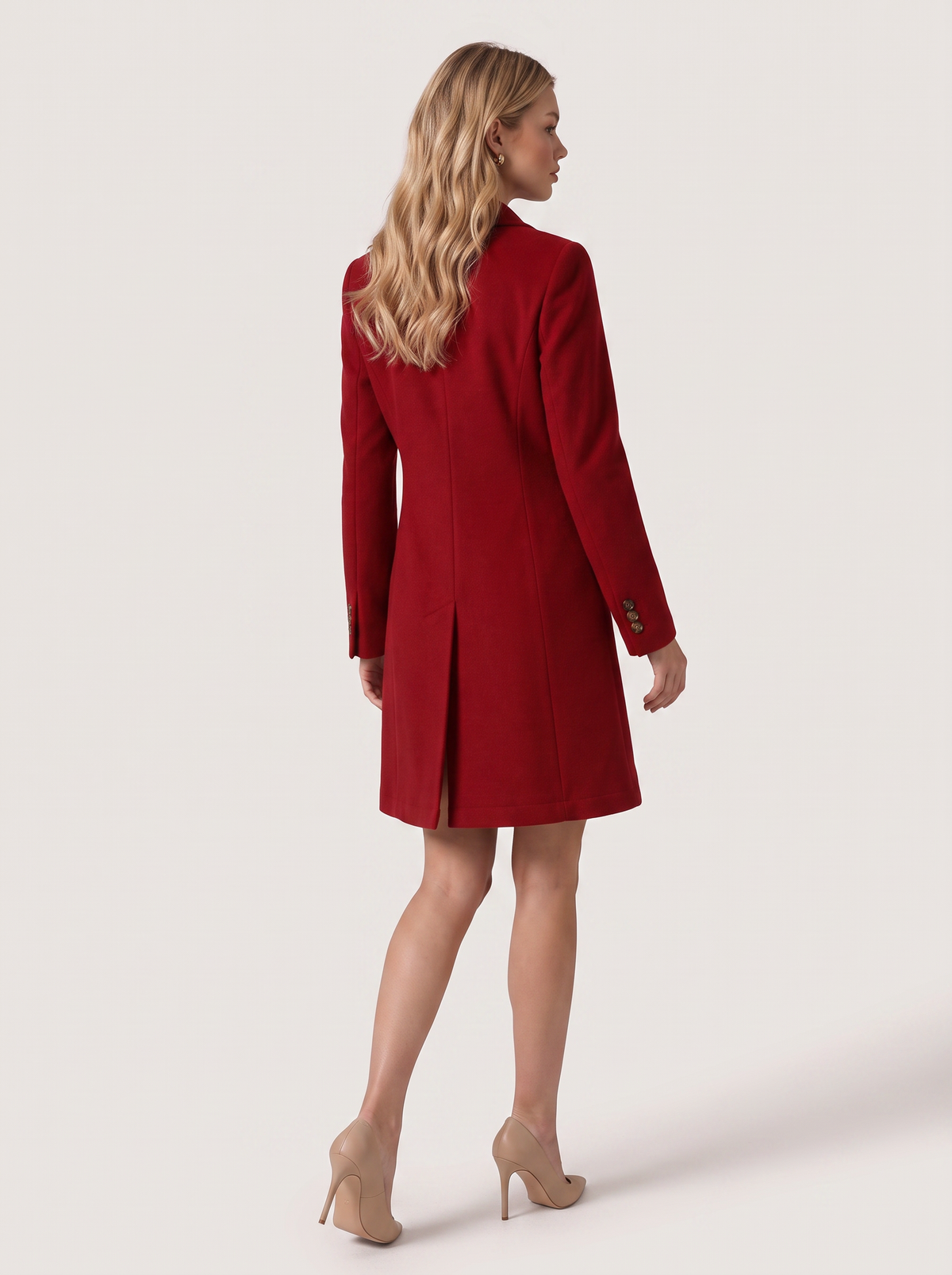 Double breasted longline coat with notch lapel - view 3