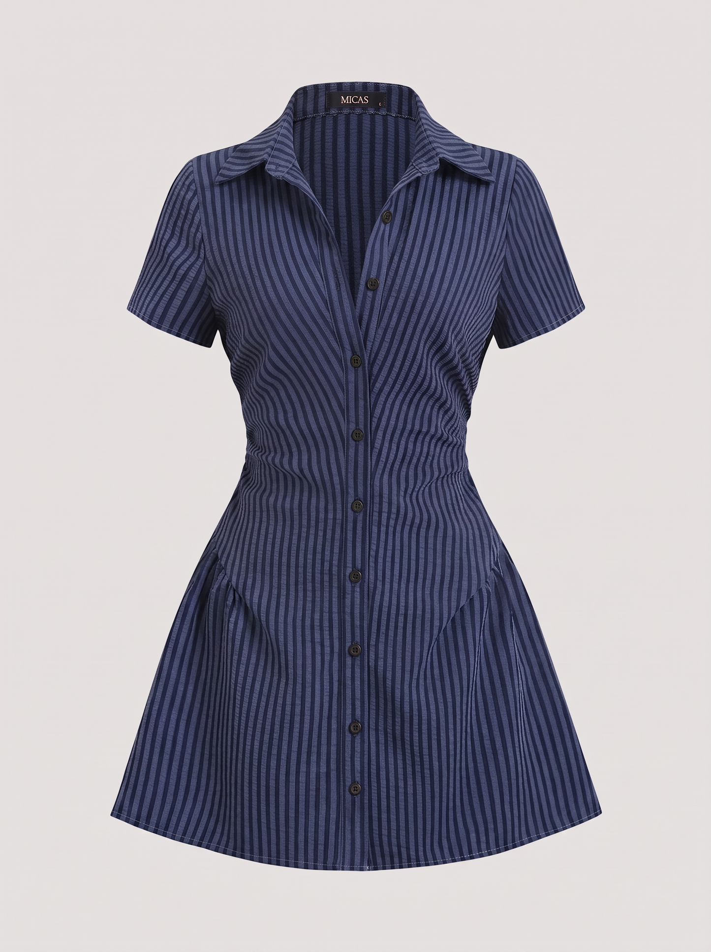 Striped V-Neck Short Sleeve Mini Dress - view 7