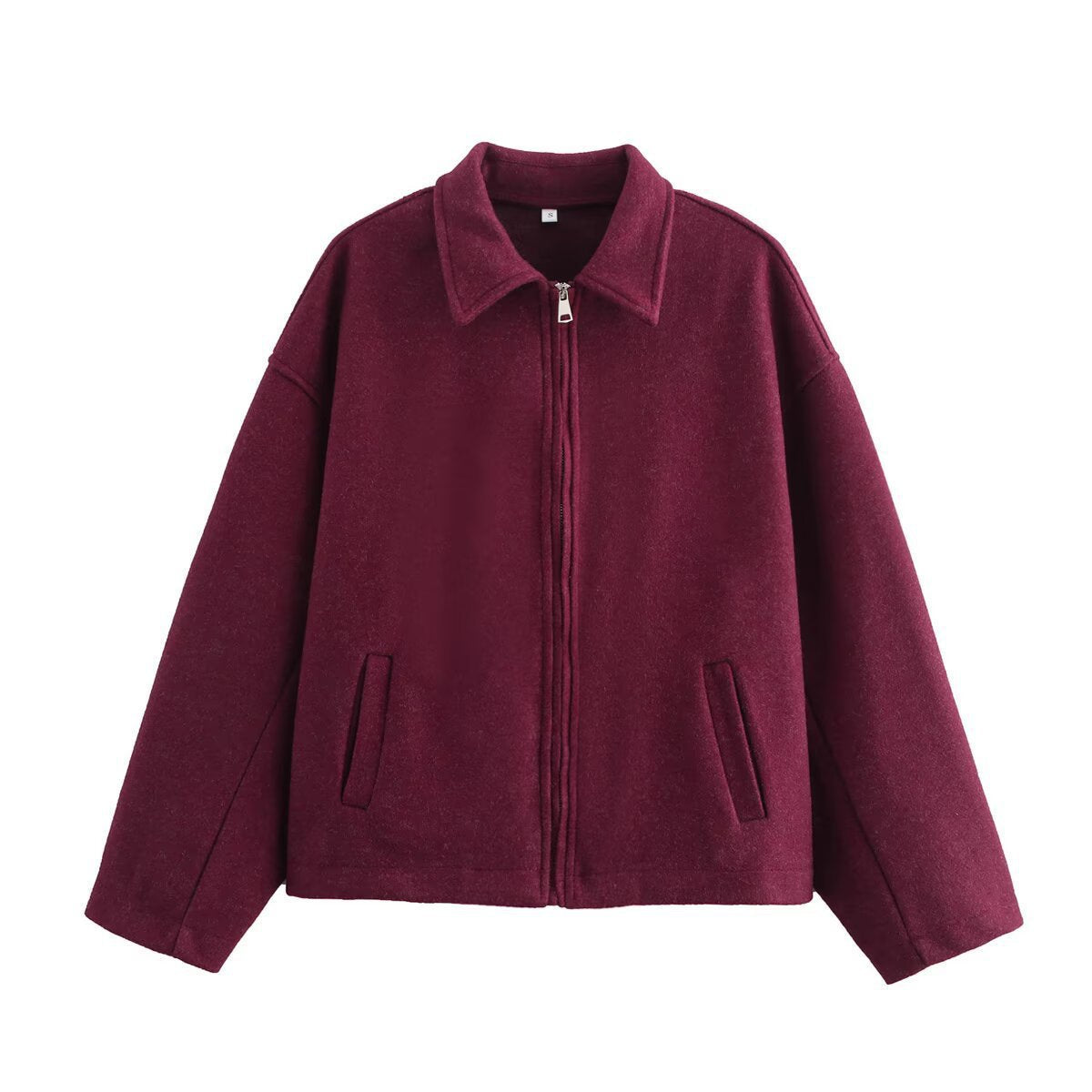 Wool blend cropped jacket with wide collar - view 7