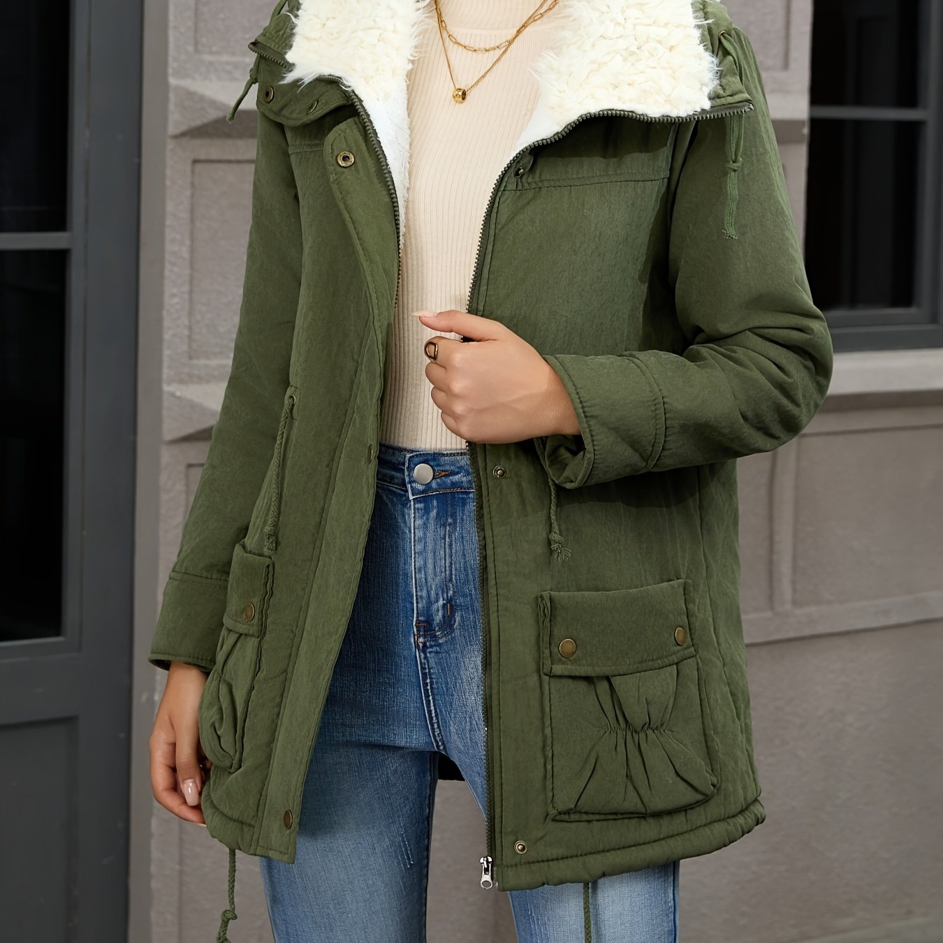 Fleece Lined Hooded Winter Parka, Mid-Length - view 2