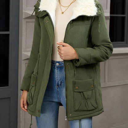 Fleece Lined Hooded Winter Parka, Mid-Length - view 2