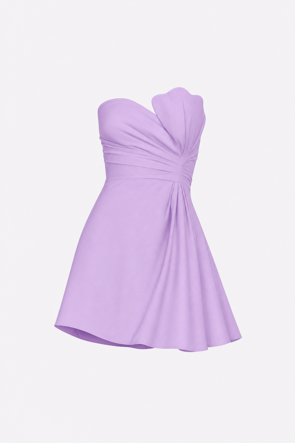 Ivory Satin Strapless Ruched Mini Dress - view 6