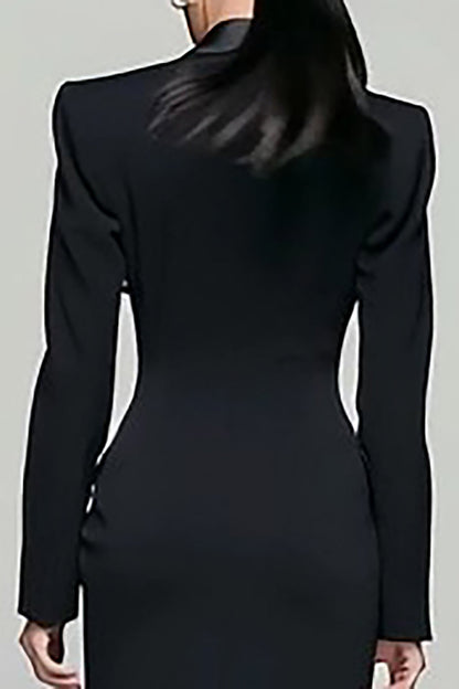 Satin double-breasted pencil blazer dress - view 5