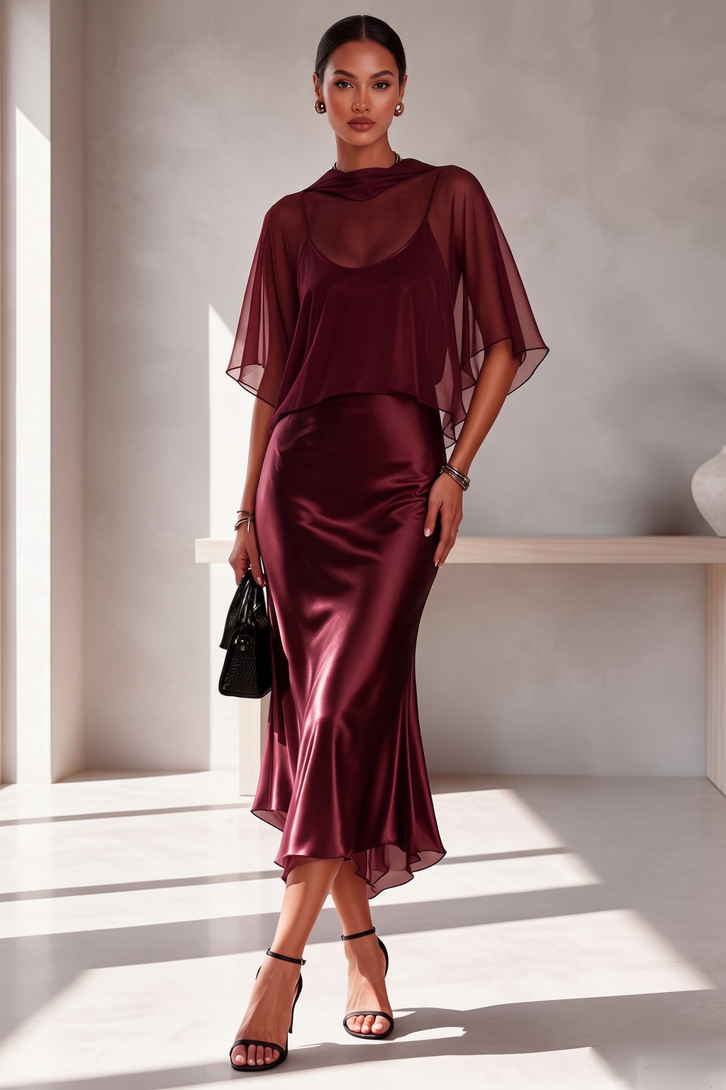 Polyester Draped Maxi Dress With Spaghetti Straps - 6