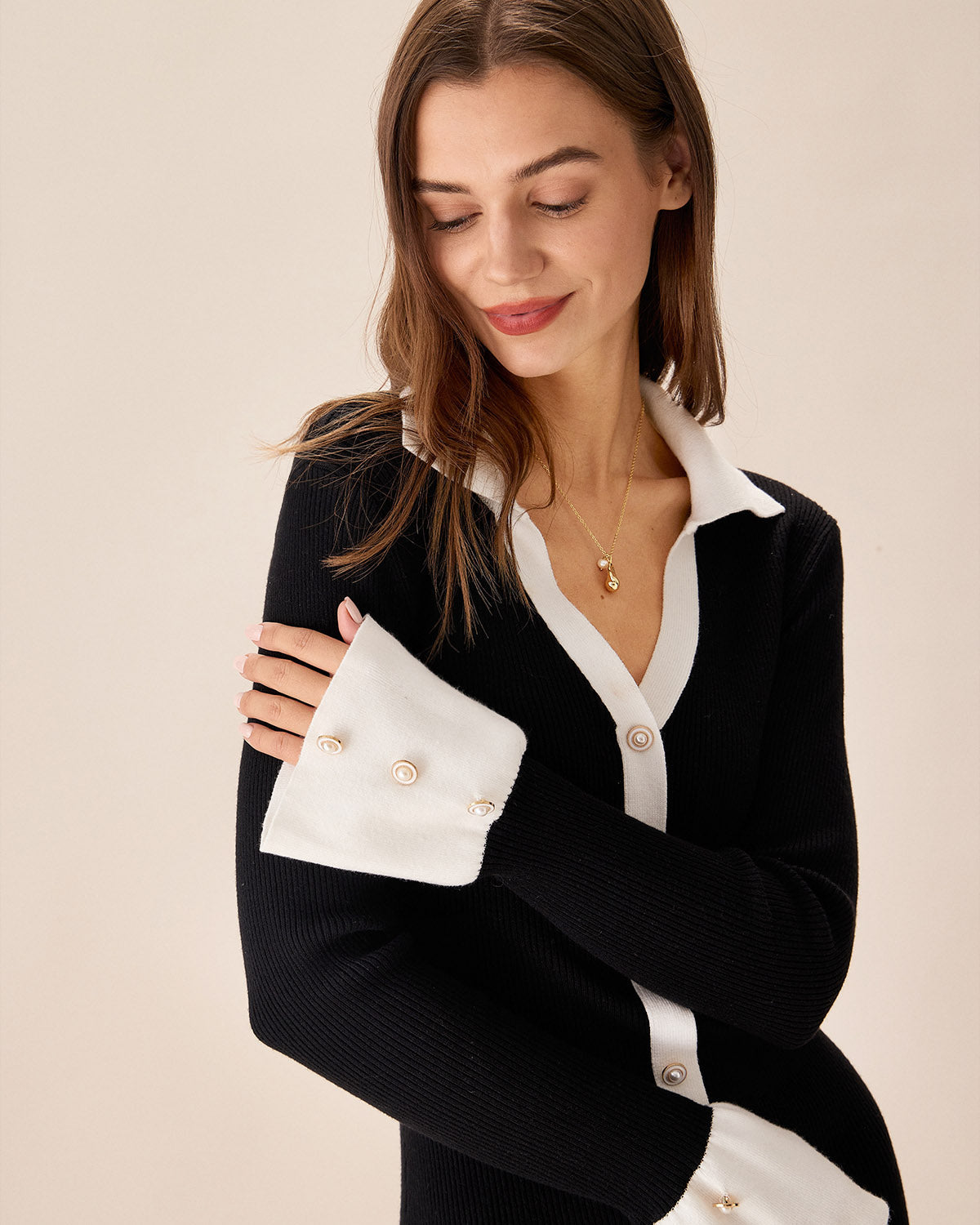 Black Bell Sleeve Knit Mini Dress - view 5
