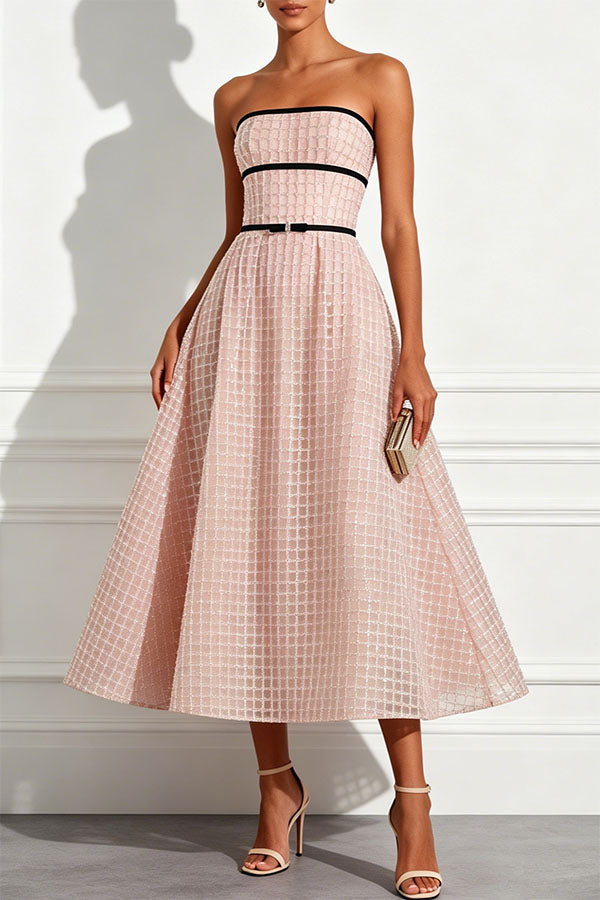 Sequin off-shoulder A-line midi dress - view 4
