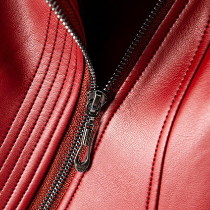 Vegan leather jacket with asymmetrical zip - view 9