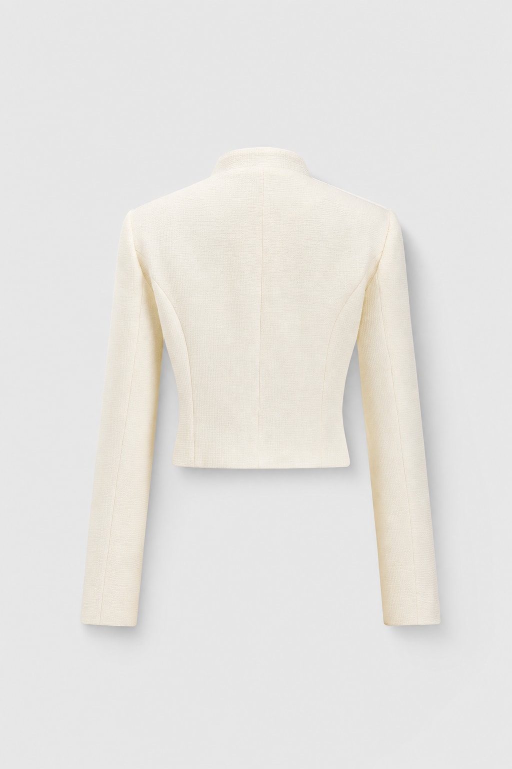 Polyester Blend Cropped Blazer With Asymmetric Buttons - 5