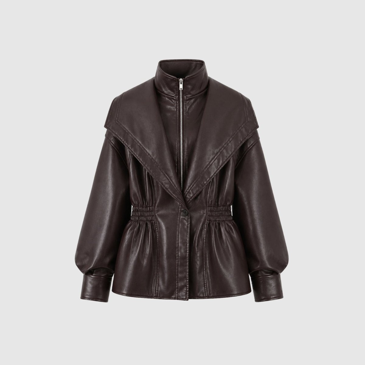 Notch Lapel Leather Moto Jacket - view 8