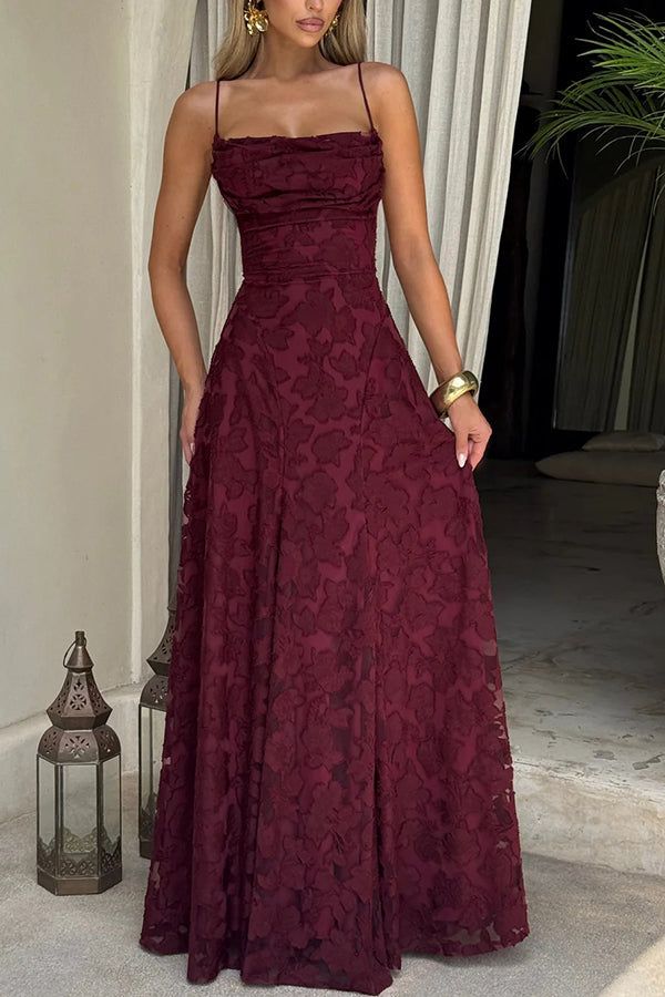 Floral Burnout Jersey Maxi Dress, Lace-Up Back - view 3