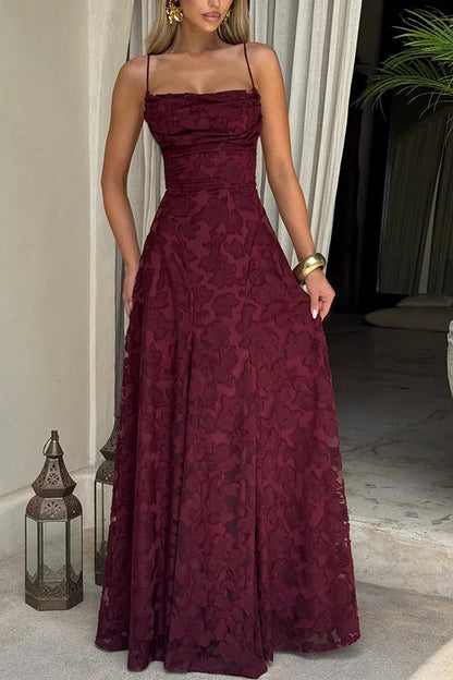 Floral Burnout Jersey Maxi Dress, Lace-Up Back - view 3