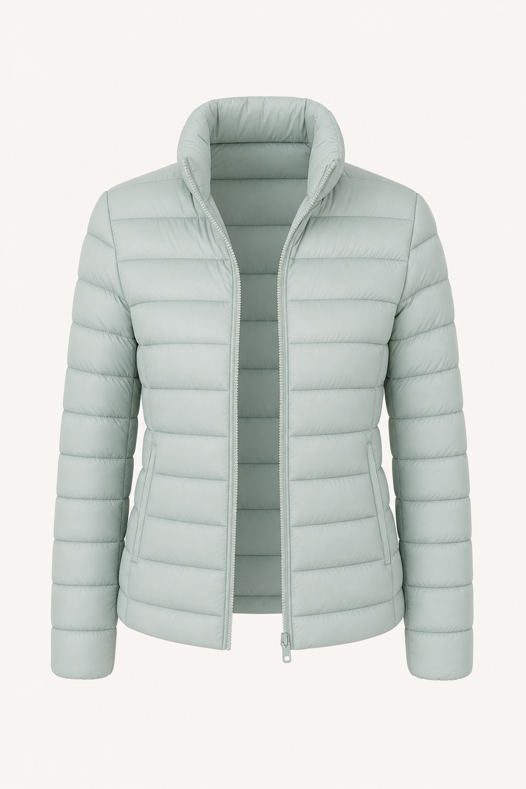Lightweight quilted spring jacket with stand collar
