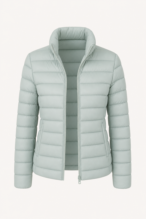 Lightweight quilted spring jacket with stand collar