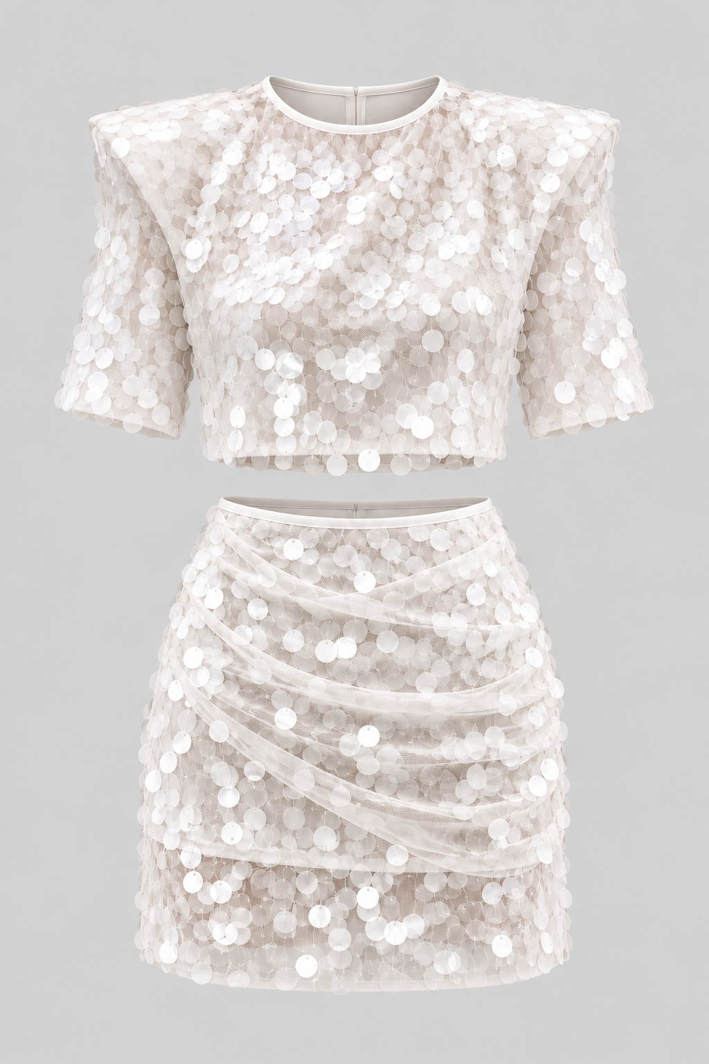 Sequin Two Piece Set With Shoulder Pads - 4
