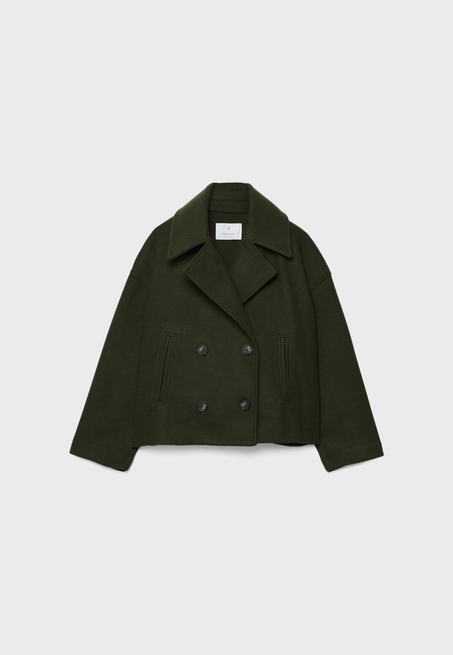 Cropped wool blend peacoat with notch lapel - view 9