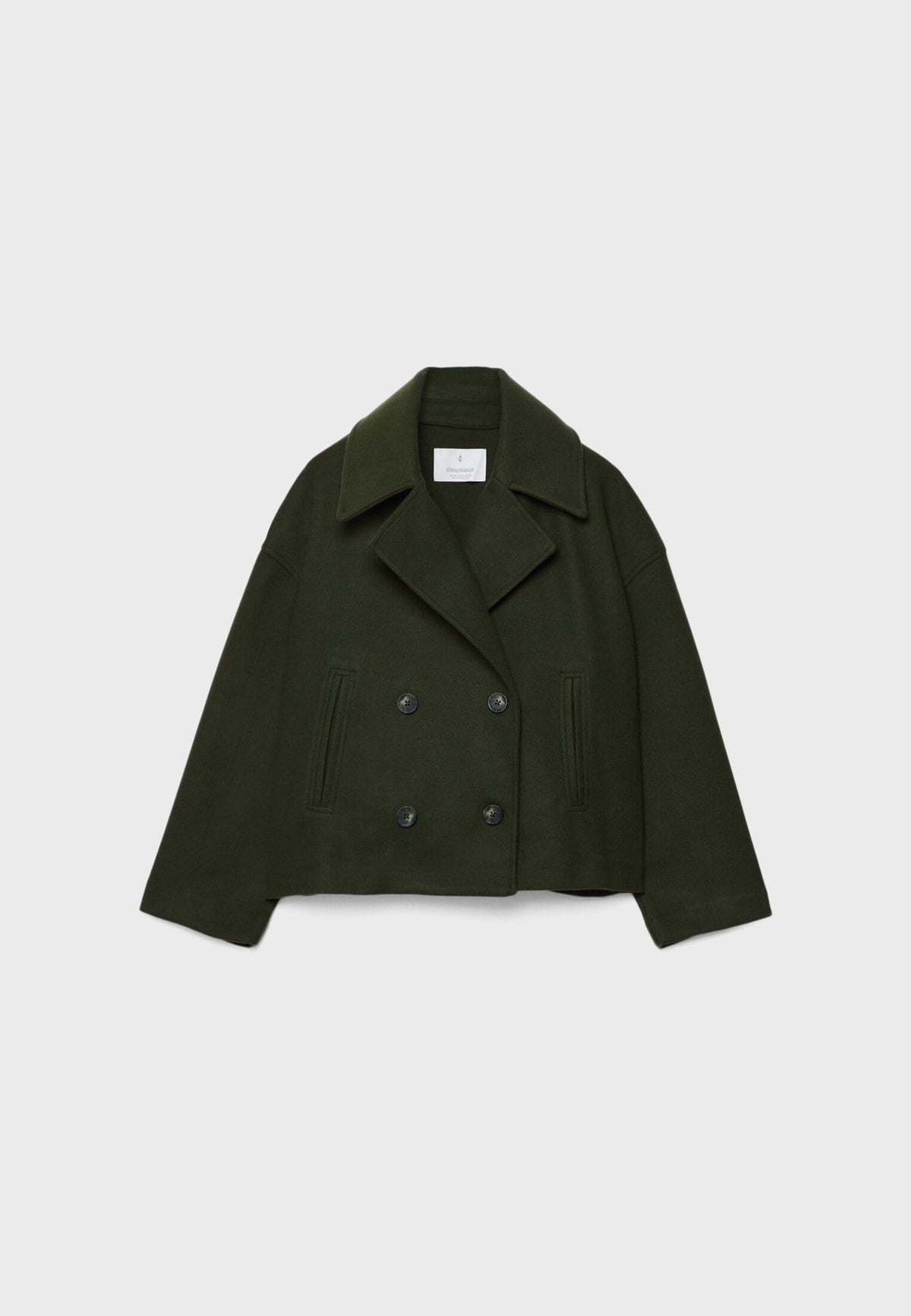 Cropped wool blend peacoat with notch lapel - view 9