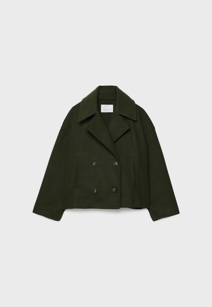 Cropped wool blend peacoat with notch lapel - view 9