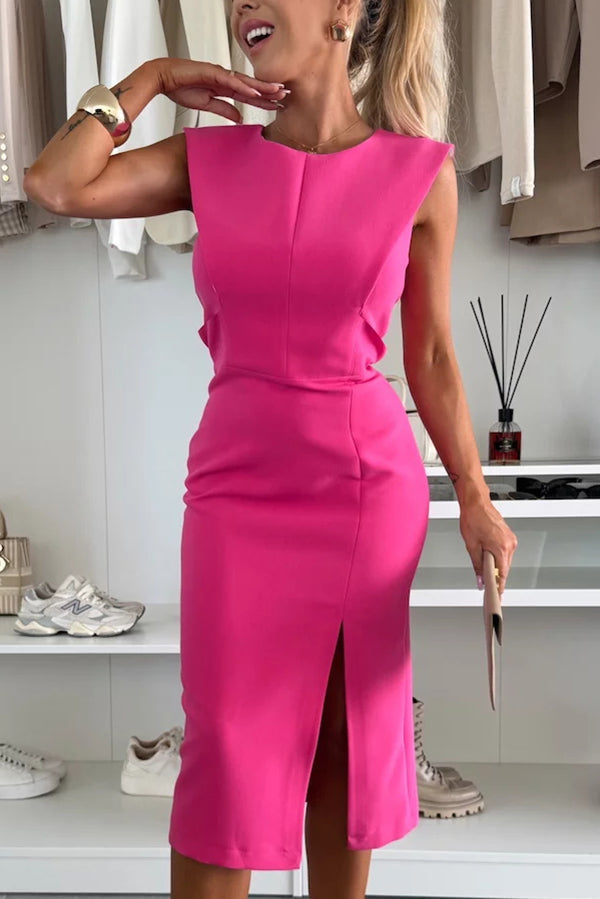 Sleeveless Midi Dress With Side Slit - view 2