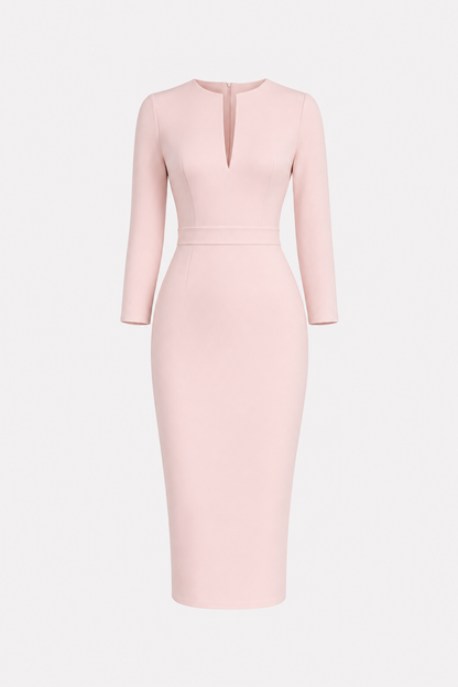 Satin pencil dress with back slit - view 11