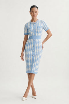 Viscose Short-Sleeve Printed Knit Dress - 2