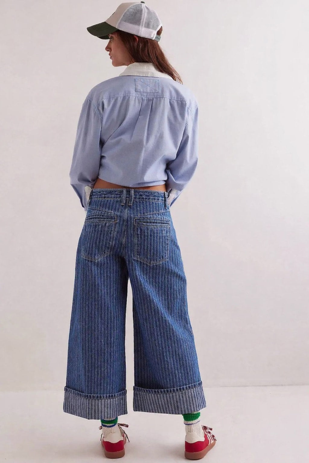 Denim Straight Leg Jeans With Washed Retro Style - 3