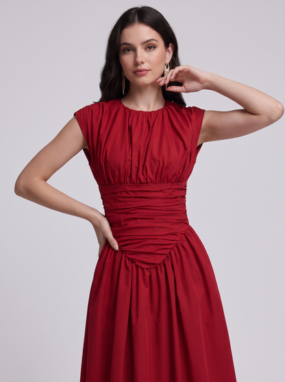 Ruched Maxi Dress in Red - view 3