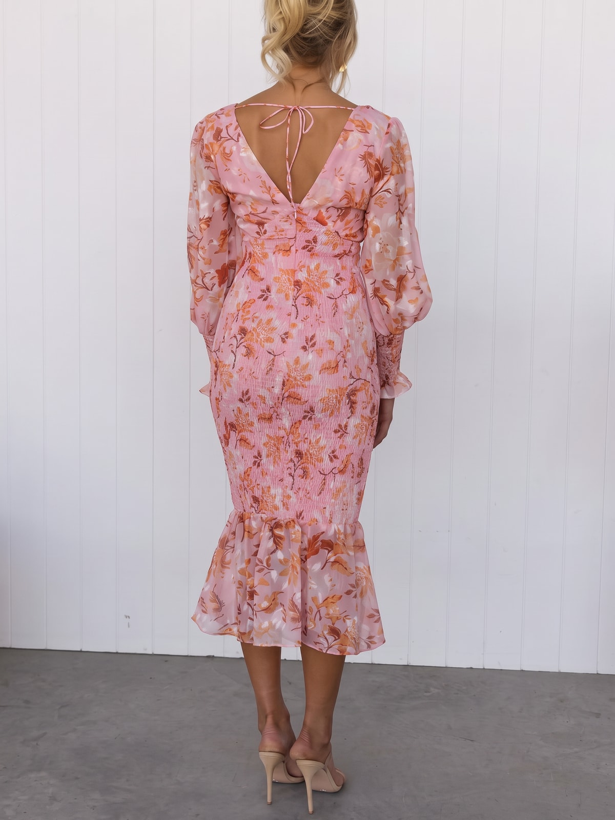 Floral Smocked Waist Midi Dress - 4