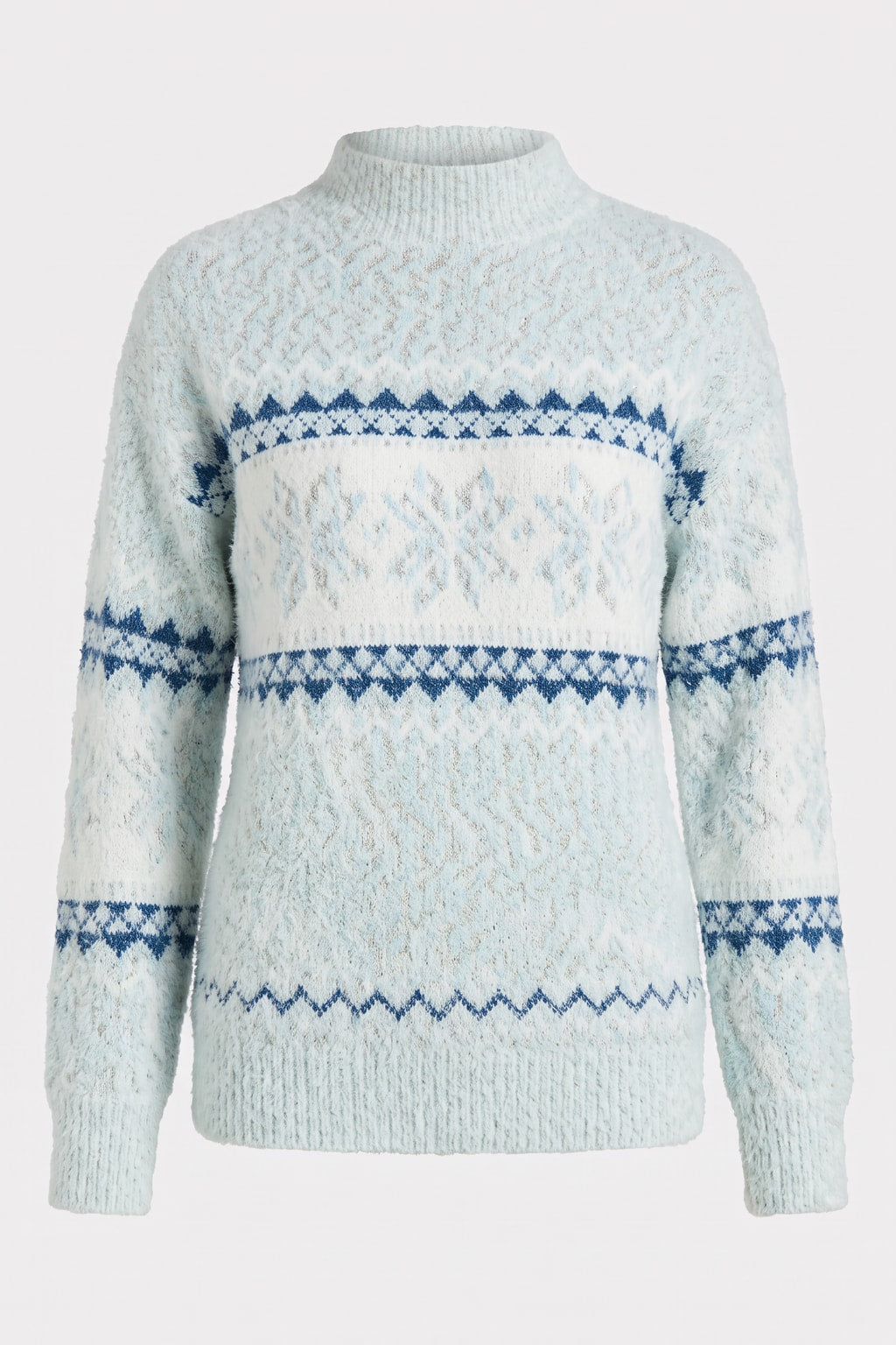 Soft Knit Sweater With Classic Snowflake Pattern - 1